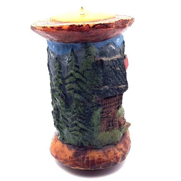 Gunter Kerzen 7" Hand Carved Candle Scenic Rustic Mountain Mill Germany - Picture 3 of 6
